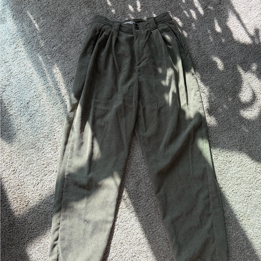 Madewell Olive Green Corduroy High Rise Straight Leg Pants